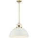 Artistan 1 Light 17.75 inch Vintage Brass/Matte White Pendant Ceiling Light